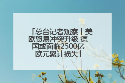 总台记者观察丨美欧贸易冲突升级 德国或面临2500亿欧元累计损失